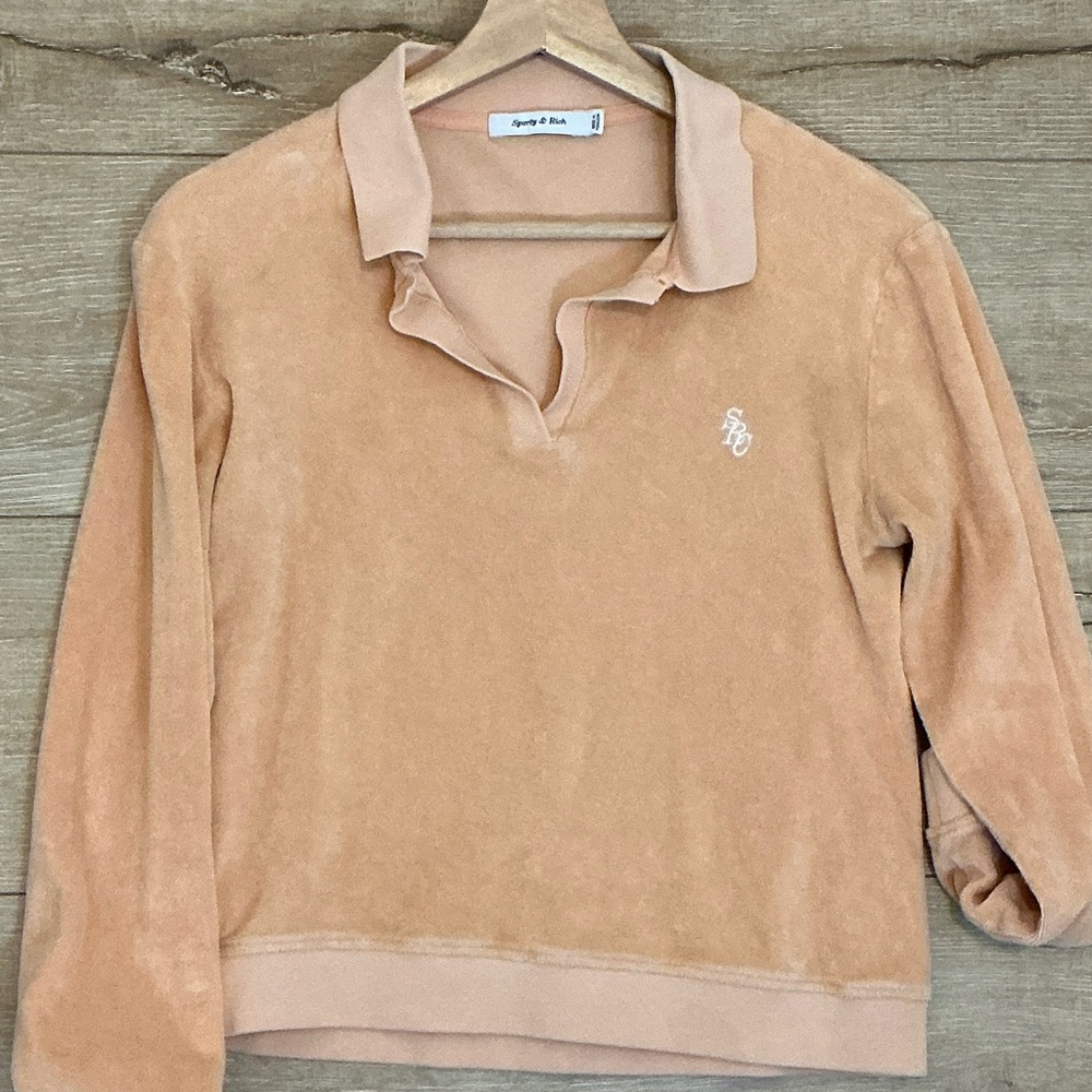 Sporty & Rich Tan V-Neck Sweater - Picture 5 of 6